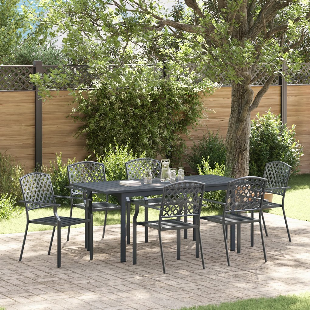 Conjunto de Jantar Jardim vidaXL 7 Peças Aço Antracite