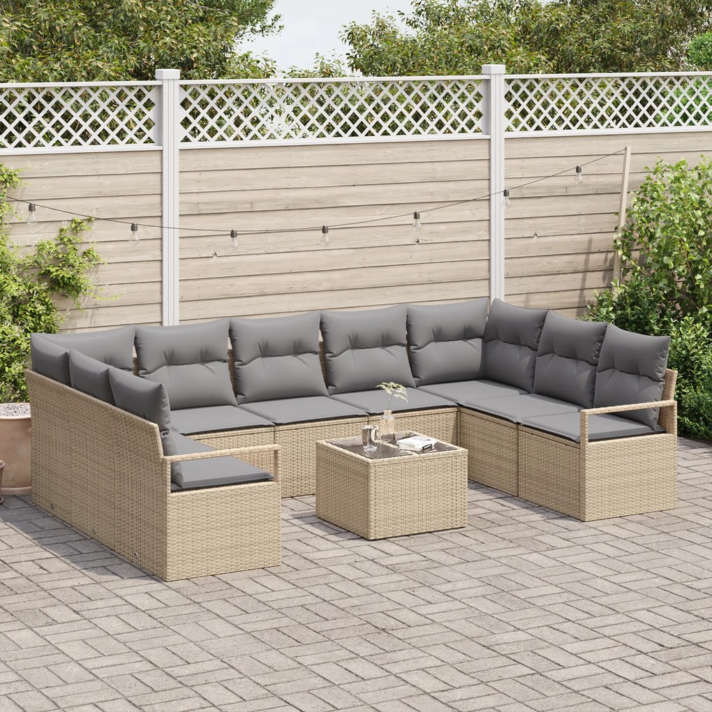 Conjunto de Sofá de Jardim vidaXL de 10 Peças com Almofadas Vime Sinté