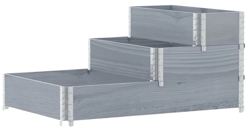 Canteiro elevado de 3 níveis 120x80 cm pinho maciço cinzento