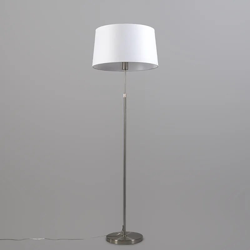 Candeeiro de pé em aço com abat-jour branco 45 cm ajustável - Parte Design,Moderno