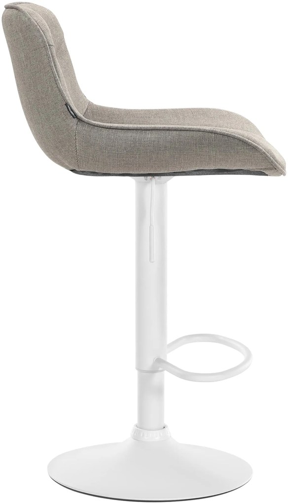 Banco alto em tecido com estrutura branca 85-106 x 49 x 51 cm castanho acinzentado