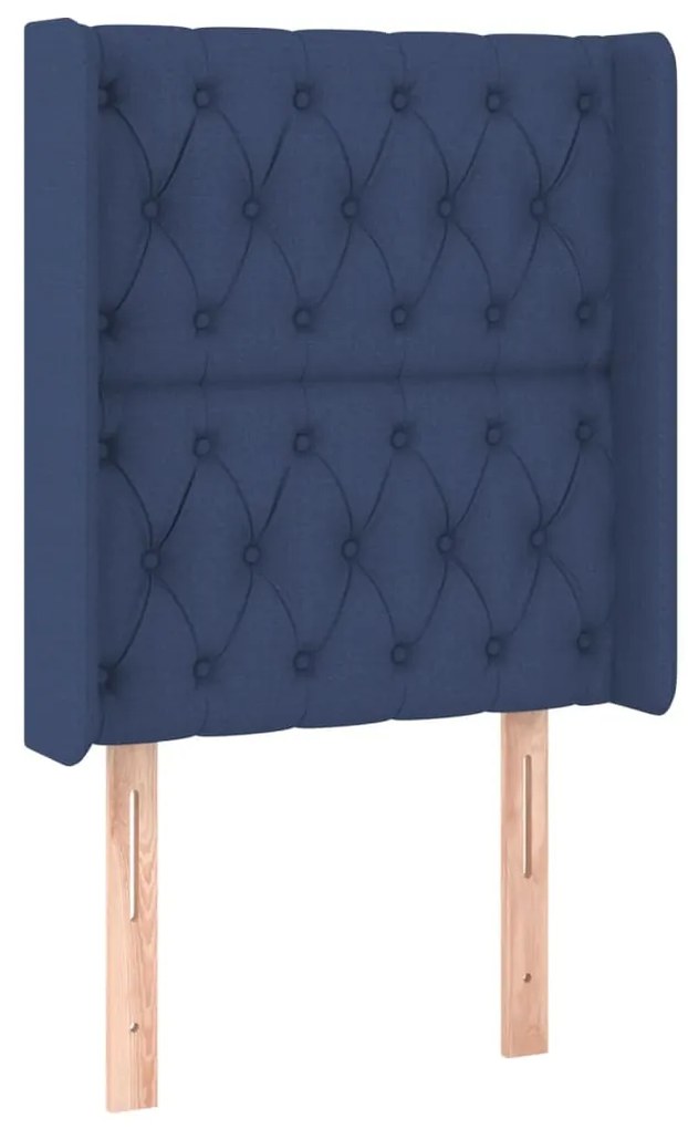 Cama box spring c/ colchão e LED 80x200 cm tecido azul