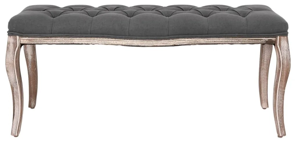 Banco em linho e madeira maciça 110x38x48 cm cinzento-escuro