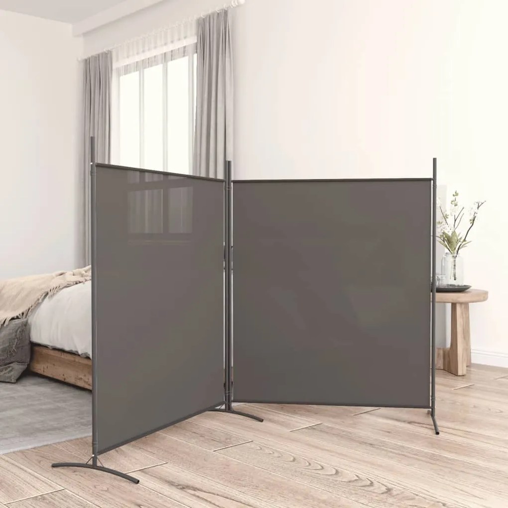350276 vidaXL Divisória/biombo com 2 painéis 348x180 cm tecido antracite