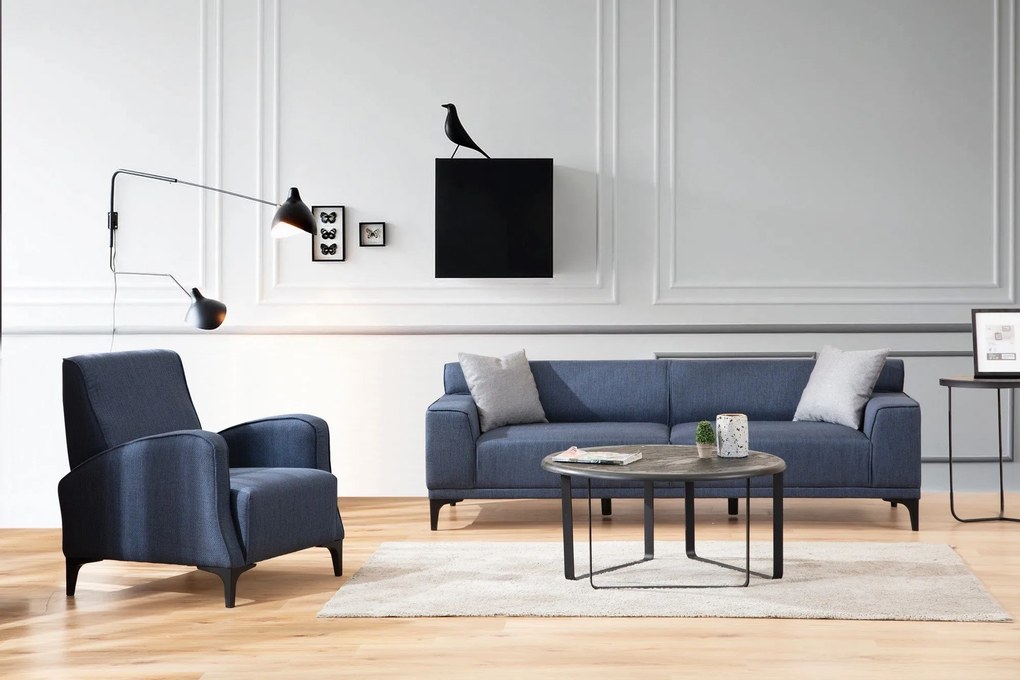 Sofá de 3 Lugares Petra – Azul – 215x87x86 cm
