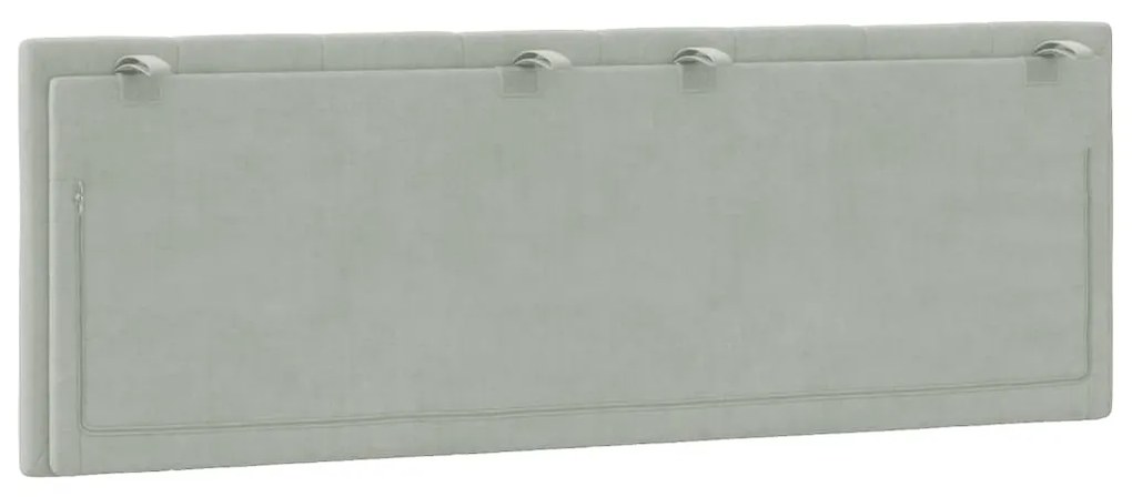 Almofadão de cabeceira 140 cm veludo cinzento-claro