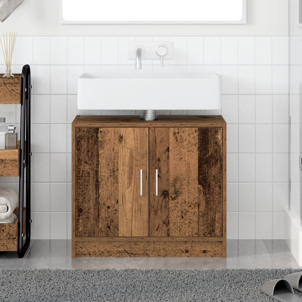 vidaXL Gabinete de Pia Madeira Velha 63x29x55 cm Madeira Maciça