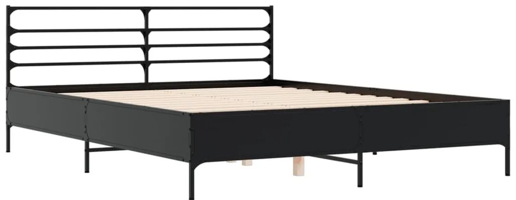 Estrutura de cama 150x200 cm derivados de madeira/metal preto
