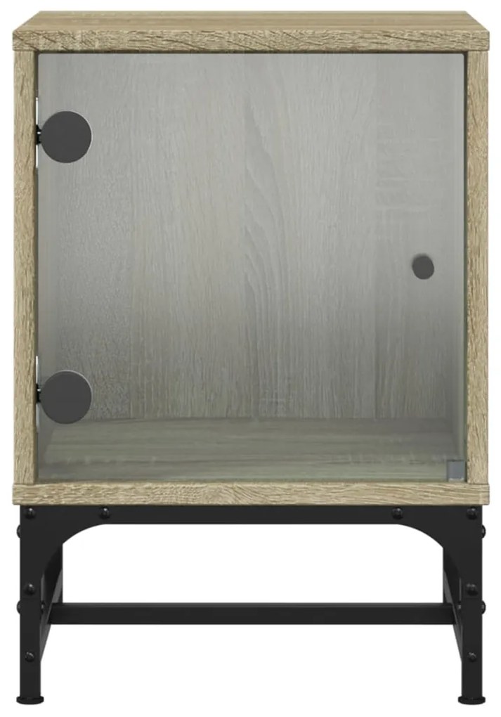 Mesa cabeceira c/ portas vidro 2 pcs 35x37x50cm carvalho sonoma