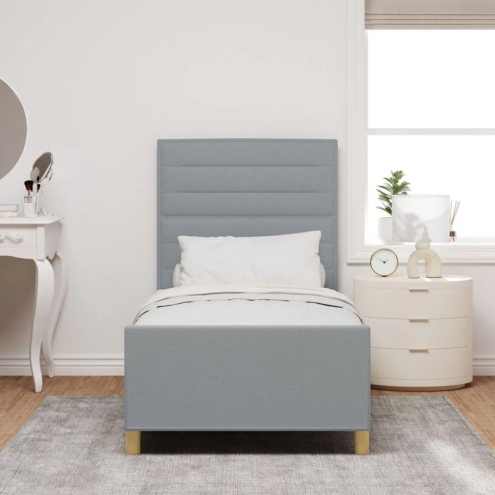 Cama vidaXL Cinza Claro 90x200 cm Tecido