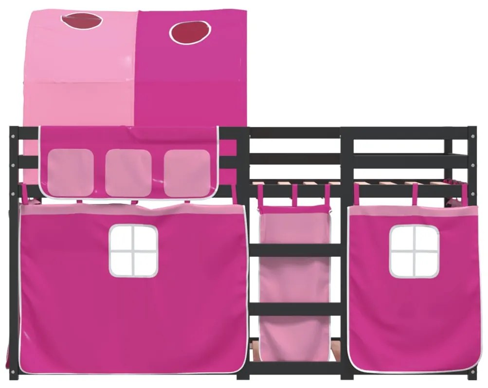Beliche com cortinas 90x200 cm madeira de pinho maciça rosa