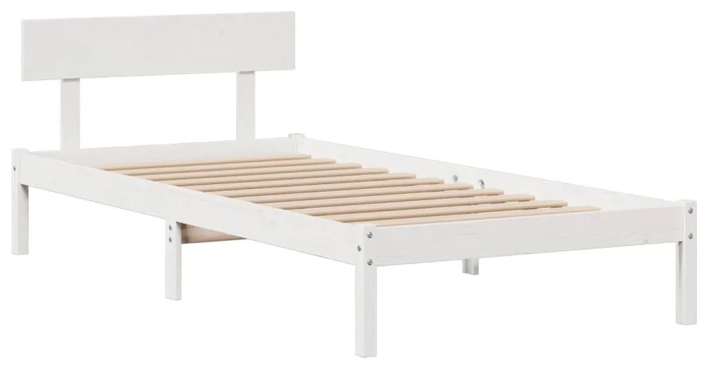 Cama com estante sem colchão 75x190 cm pinho maciço branco