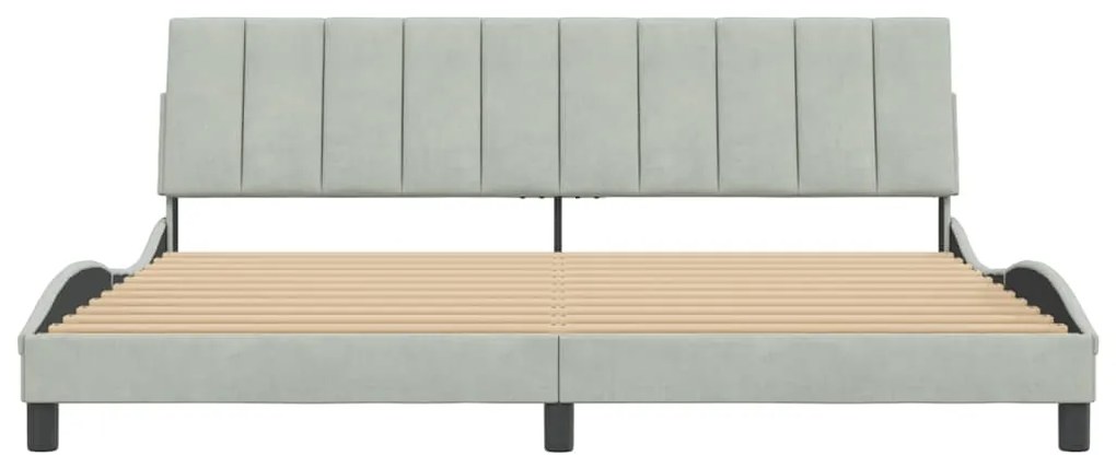 Estrutura de cama c/ cabeceira 200x200 cm veludo cinzento-claro