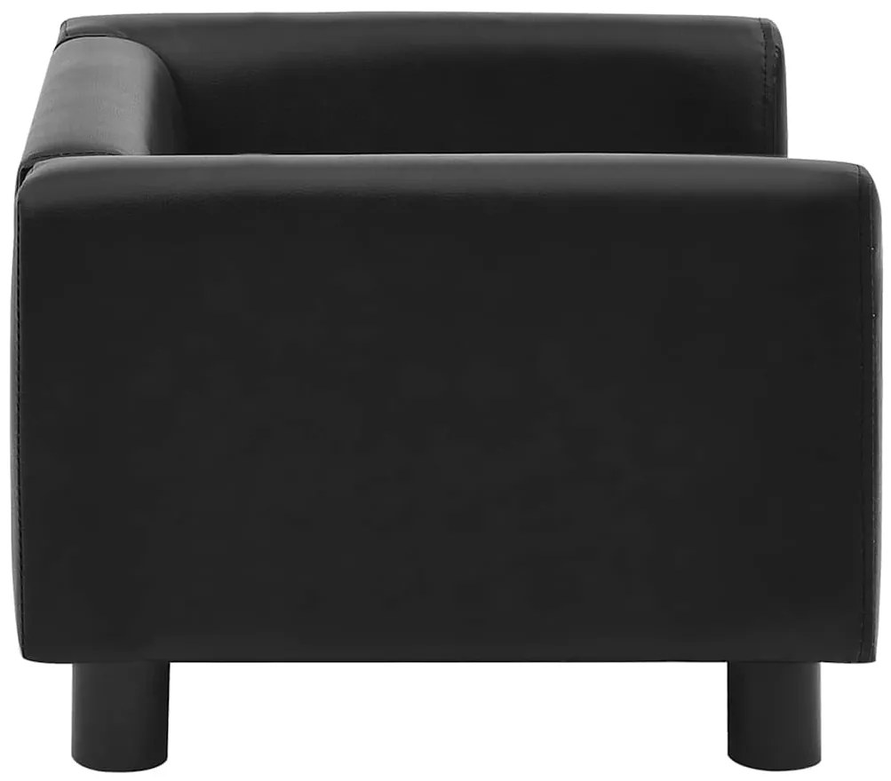 Sofá para cães 60x43x30 cm pelúcia e couro artificial preto
