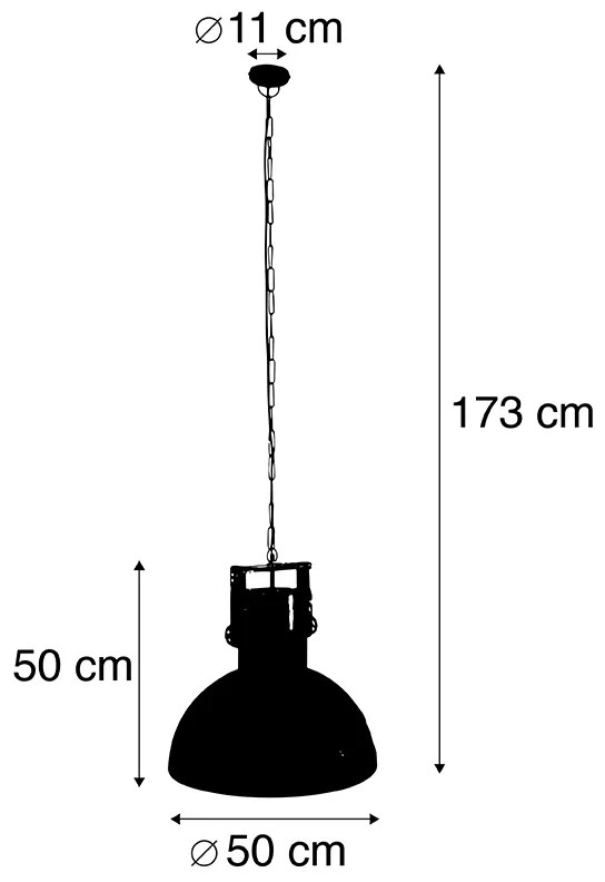 Candeeiro de suspensão industrial cinzento escuro com madeira de manga - Mangoes Industrial