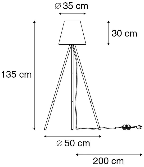 Tripé moderno preto abajur branco IP65 - VIRGINIA Design