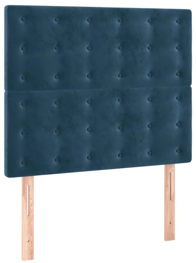 Cama com molas/colchão 80x200 cm veludo azul-escuro