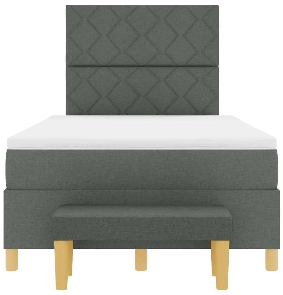 Cama Box com Colchão e Banco Cinza Escuro 120x190 cm Tecido