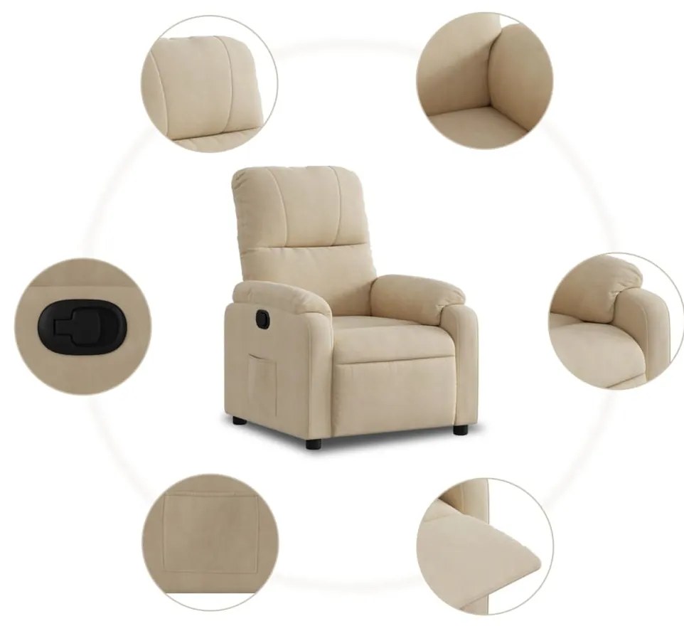 Poltrona reclinável tecido de microfibra cor creme