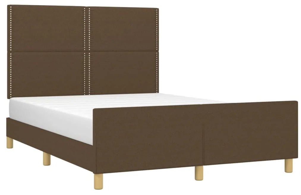 Estrutura de cama sem colchão 140x200 cm tecido castanho-escuro