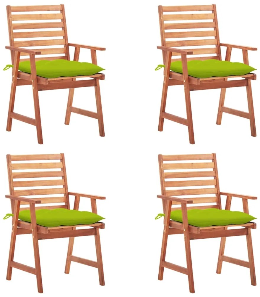 Cadeiras de jantar p/ jardim 4 pcs c/ almofadões acácia maciça