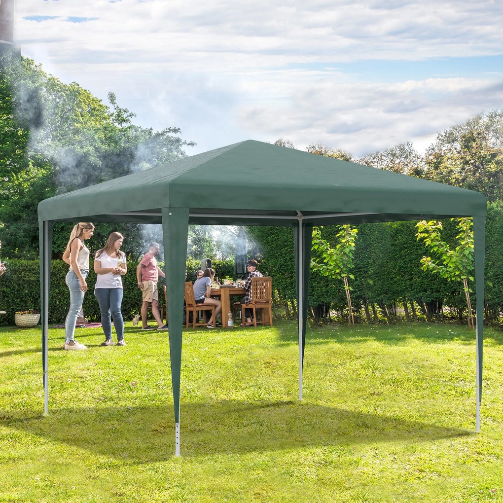 Outsunny Tenda Desmontável 3x3 m Tenda de Jardim com 4 Orifícios de Dr