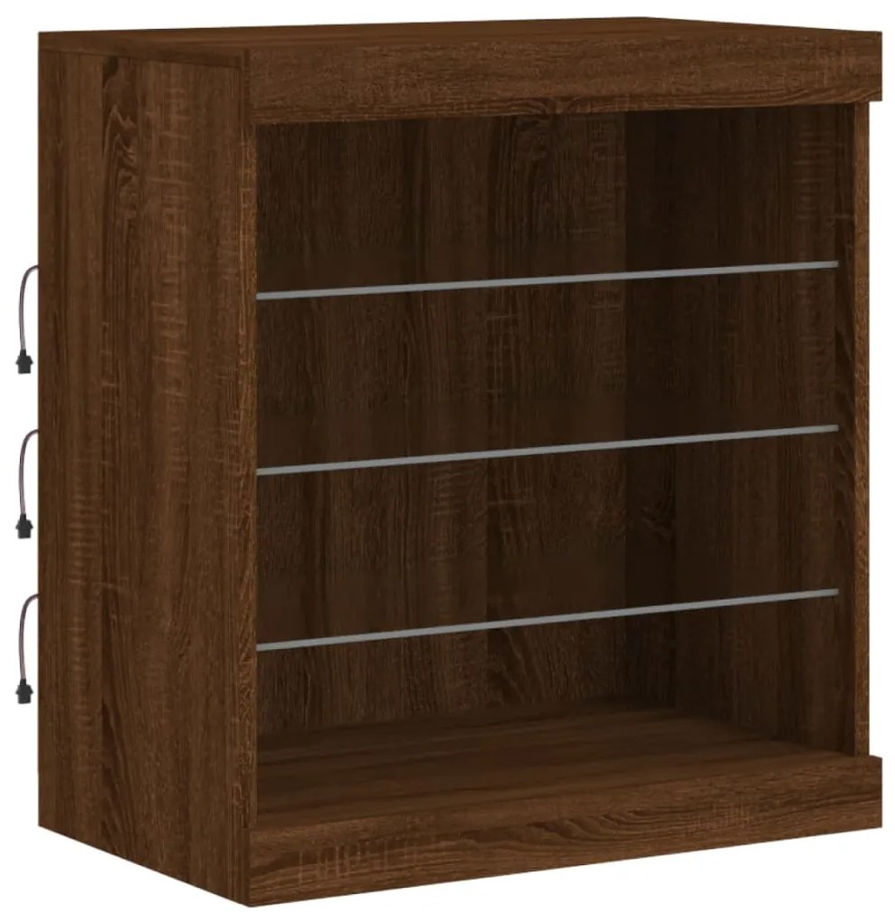 Aparador com luzes LED 181,5x37x67 cm carvalho castanho