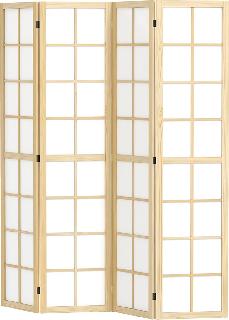 Biombo de interior dobrável de 4 painéis, 160 x 170 cm, divisória para sala de estar, quarto e casa, cor natural