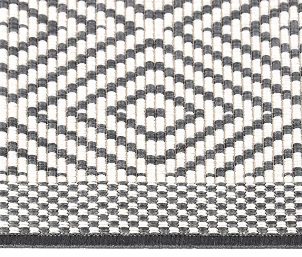 Tapete de exterior c/ design reversível 80x150 cm cinza/branco