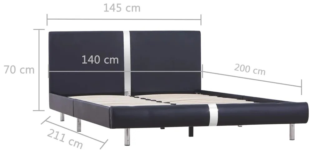 Estrutura de cama sem colchão 135x190 cm couro artificial preto