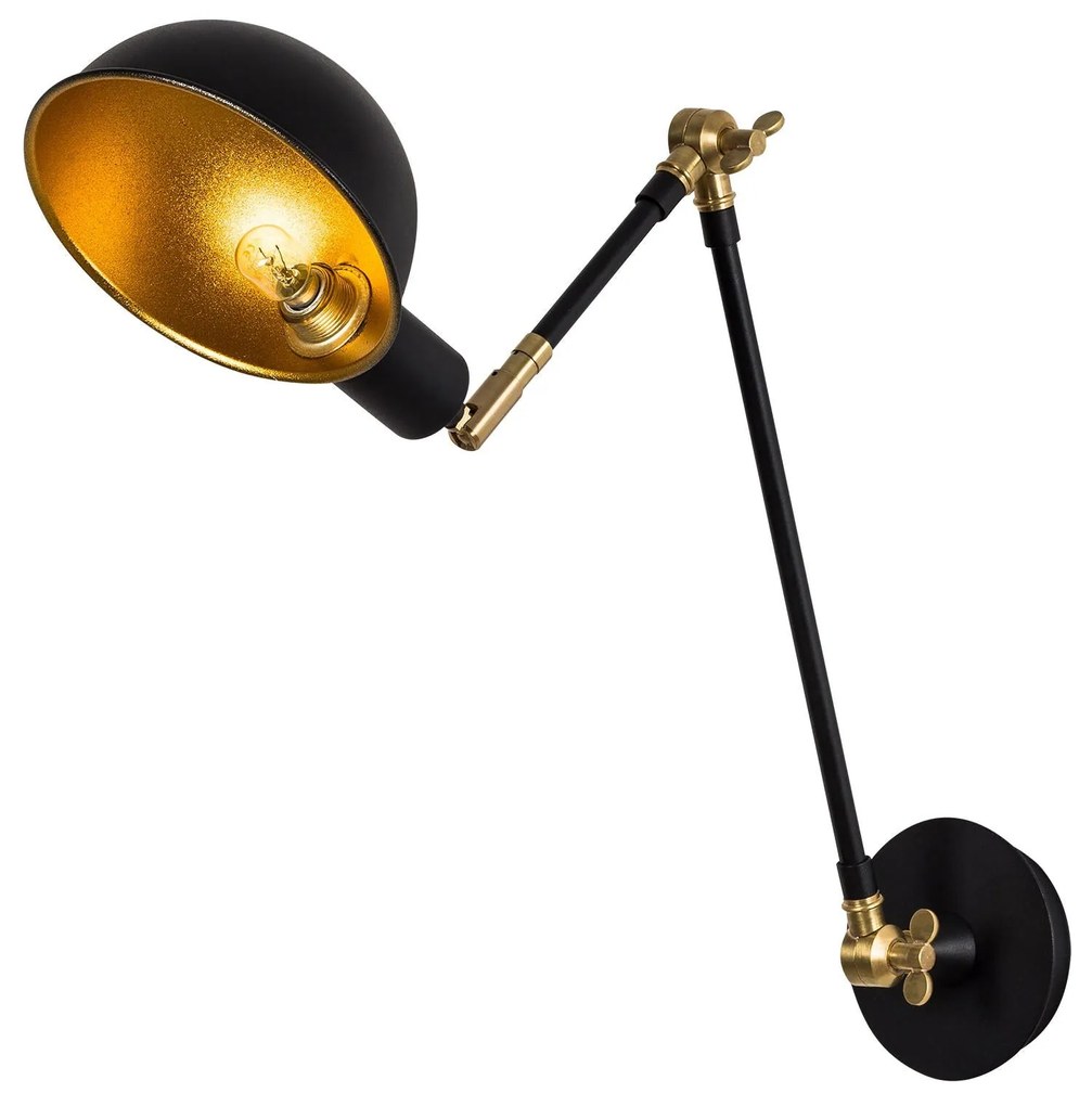 Aplique de Parede Sivani – Preto e Dourado – 15 x 30 x 50 cm