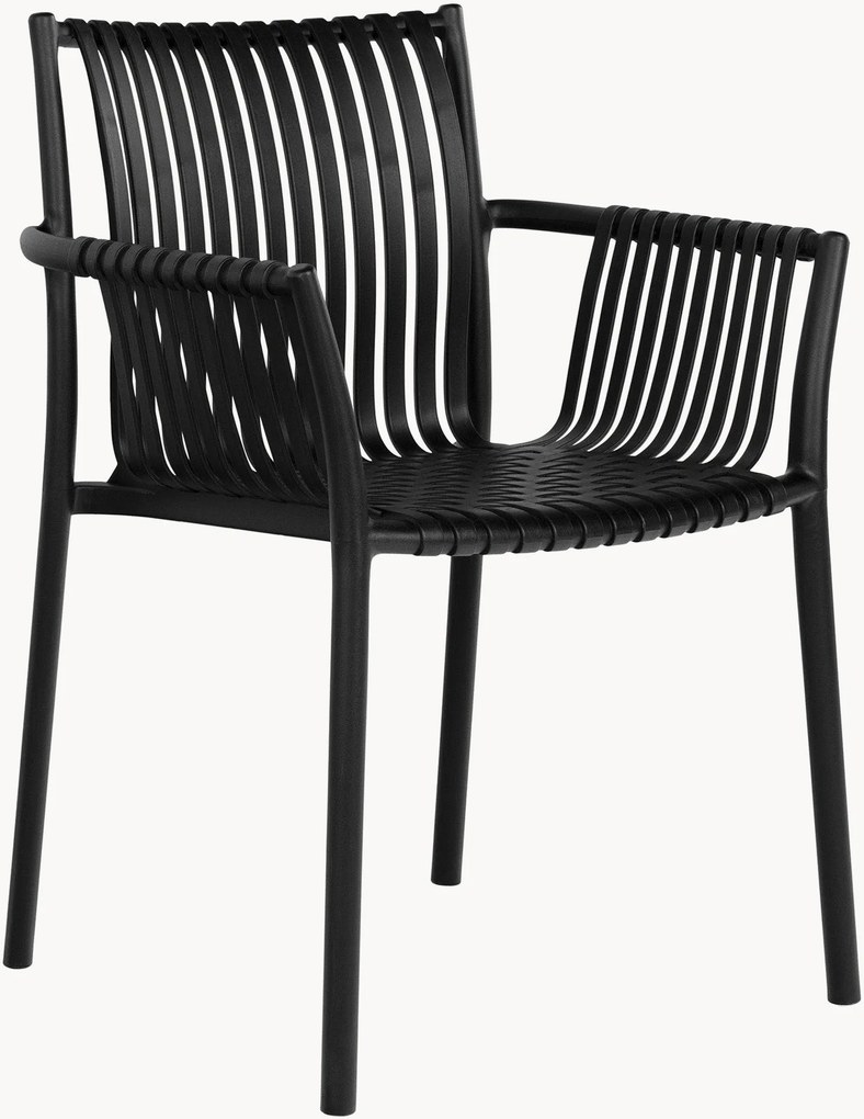 Cadeiras de jardim empilháveis em plástico com apoios de braços Tulsa, conjunto de 4