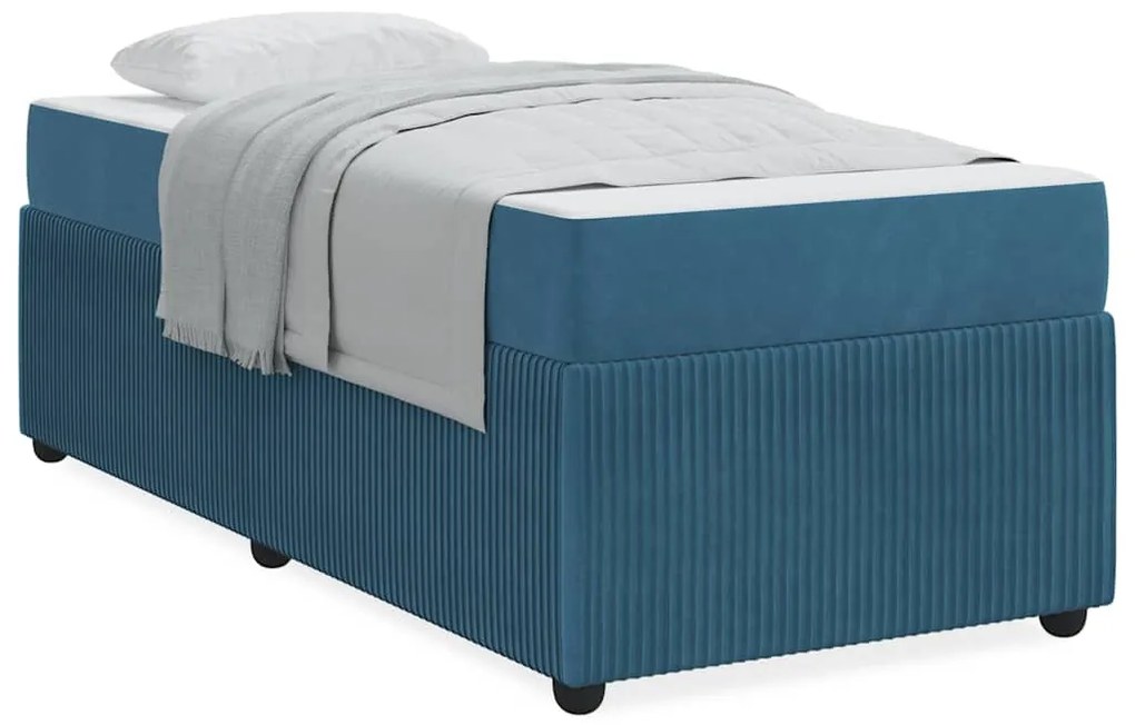 Estrutura de cama com colchão Outros Azul 90 x 190 cm Veludo