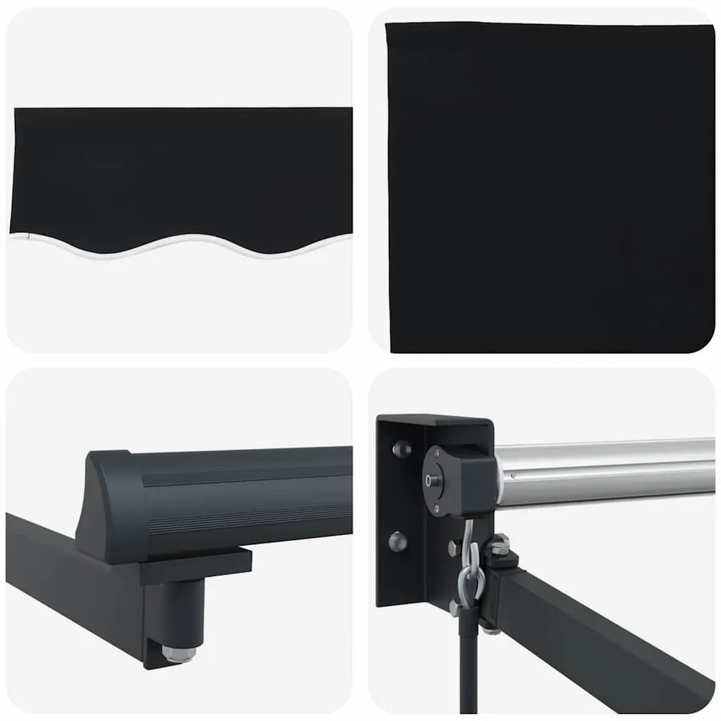 Toldo Retrátil Manual Preto 350 x 250 cm