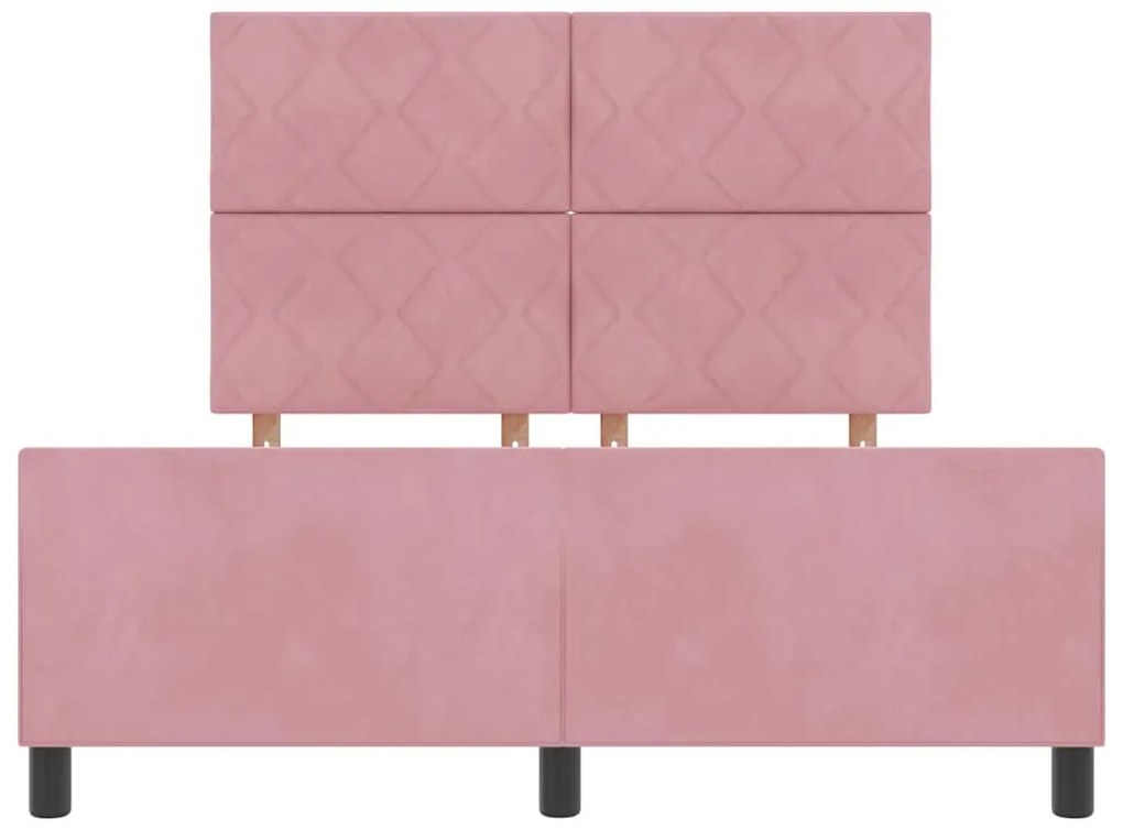 Cama vidaXL Rosa 140x200 cm Veludo