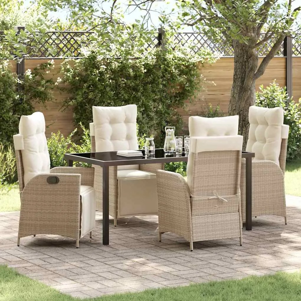 vidaXL Conjunto de Jantar de Jardim com 5 Peças em Rattan Sintético Bege