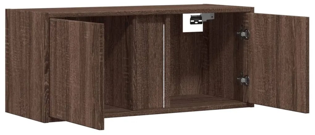 Móvel de parede p/ TV c/ luzes LED 80x31x35cm carvalho castanho