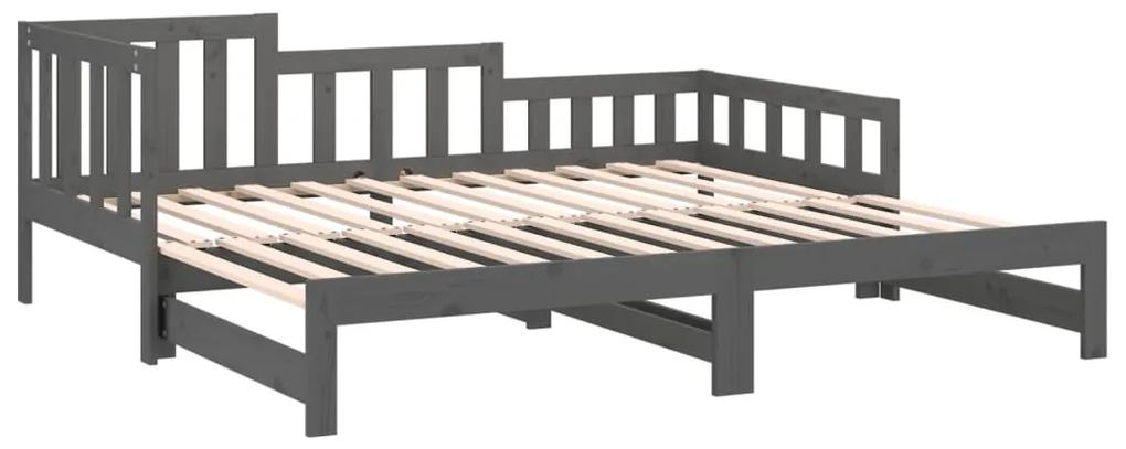 Estrutura sofá-cama de puxar 2x(90x190) cm pinho maciço cinza