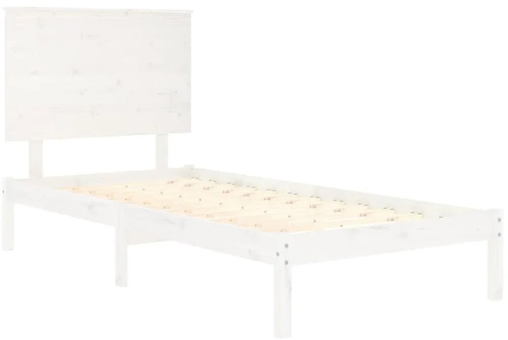 Estrutura de cama solteiro 90x190 cm madeira maciça branco