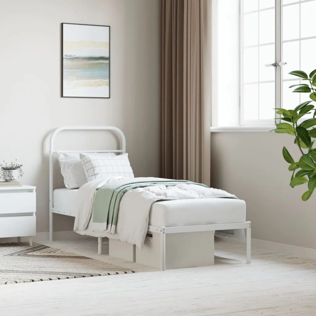 vidaXL Estrutura de cama sem colchão com cabeceira 75x190 cm branco