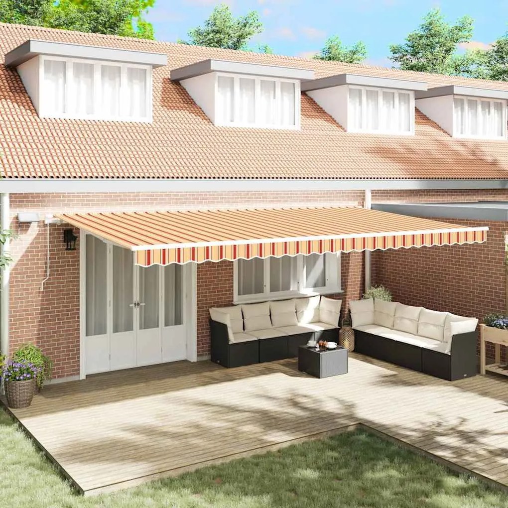 vidaXL Toldo Retrátil Amarelo e laranja 600 × 300 cm amarelo e laranja