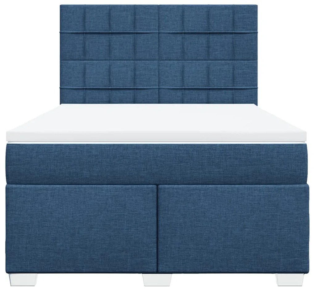 Cama com molas/colchão 140x200 cm tecido azul