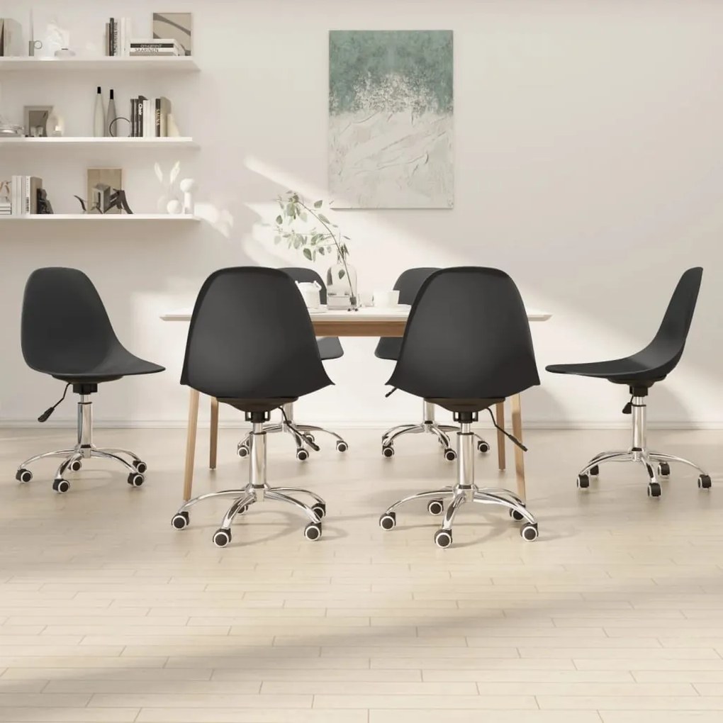 vidaXL Cadeiras de jantar giratórias 6 pcs PP cinzento-claro