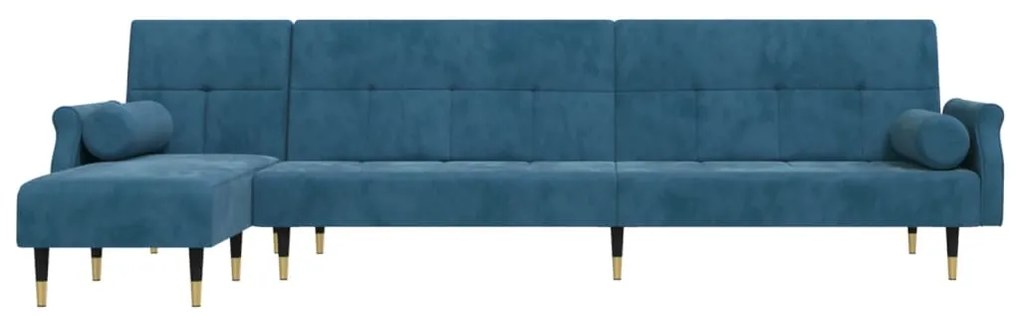 Sofá-cama em forma de L 271x140x70 cm veludo azul