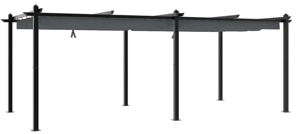 Gazebo de jardim com teto retrátil 3x6 m alumínio antracite