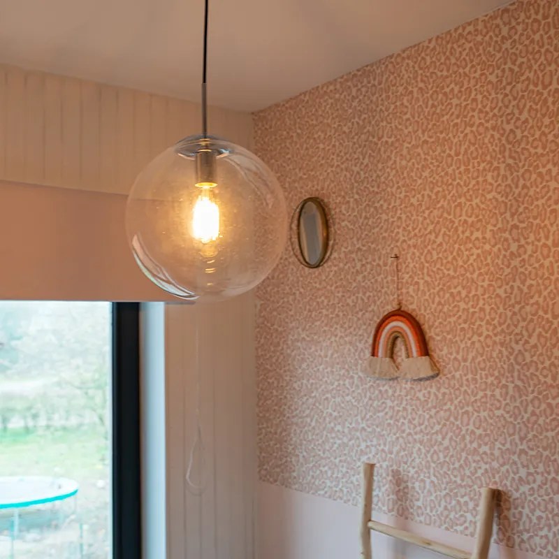 Candeeiro de suspensão escandinavo cromado com vidro transparente - Ball 30
