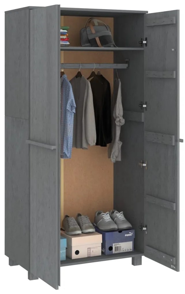 Roupeiro HAMAR 89x50x180 cm pinho maciço cinza-escuro