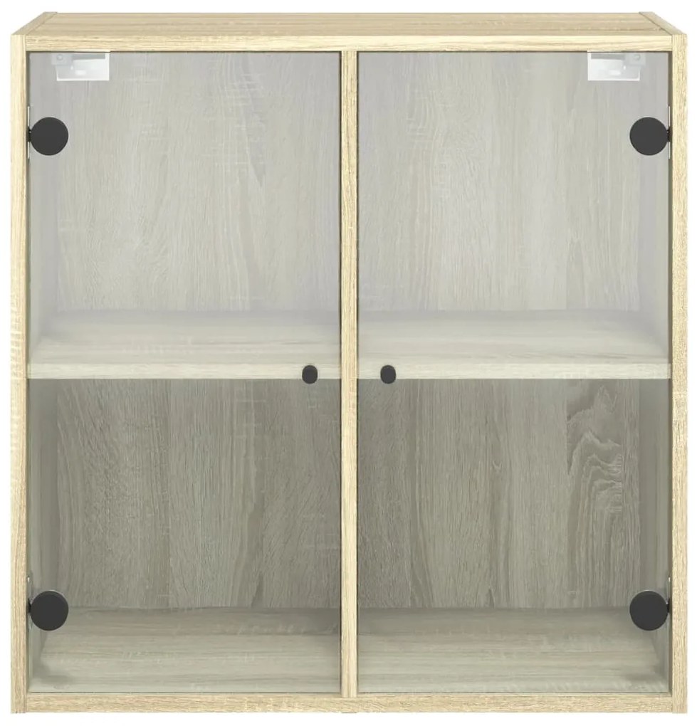 Armário de parede c/ portas vidro 68x37x68,5 cm carvalho sonoma