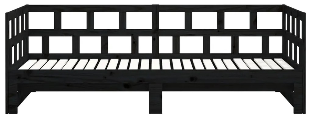 Estrutura sofá-cama de puxar 2x(90x200) cm pinho maciço preto