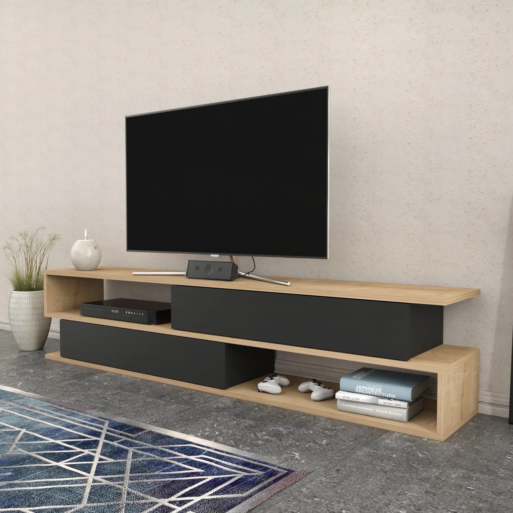 Móvel TV Cortez – Carvalho e Antracite – 160 cm x 35,3 cm x 38,6 cm